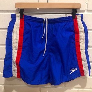 VTG Red White & Blue Speedo Trunks 34Wx 15 1/2 L